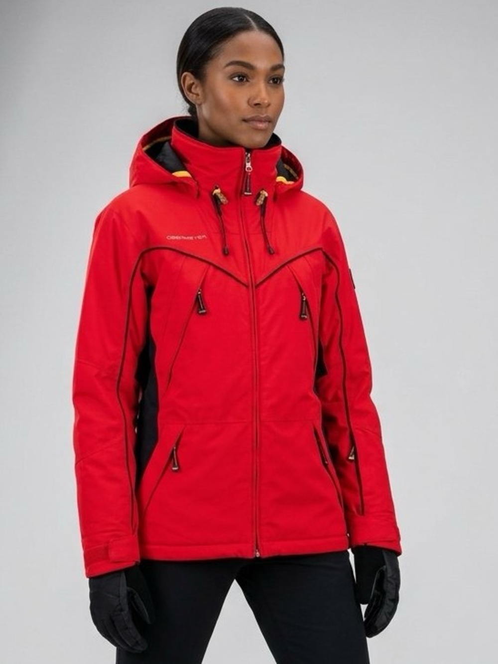 Obermeyer Jacket Dynamic Ski Women's Size 6 Red Black Snow Jacket Hood 06176 VTG